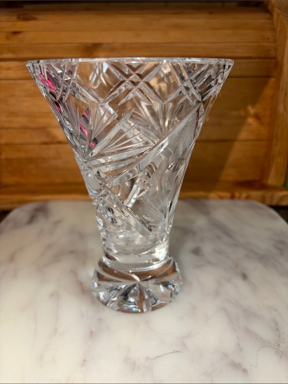 Clear Cut Crystal Vase - Classic Home Accent
